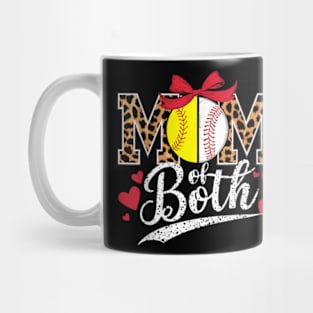 Mom Of Both Leopard Mom Baseball Softball Mother'S Day Women T-Shirt Mug